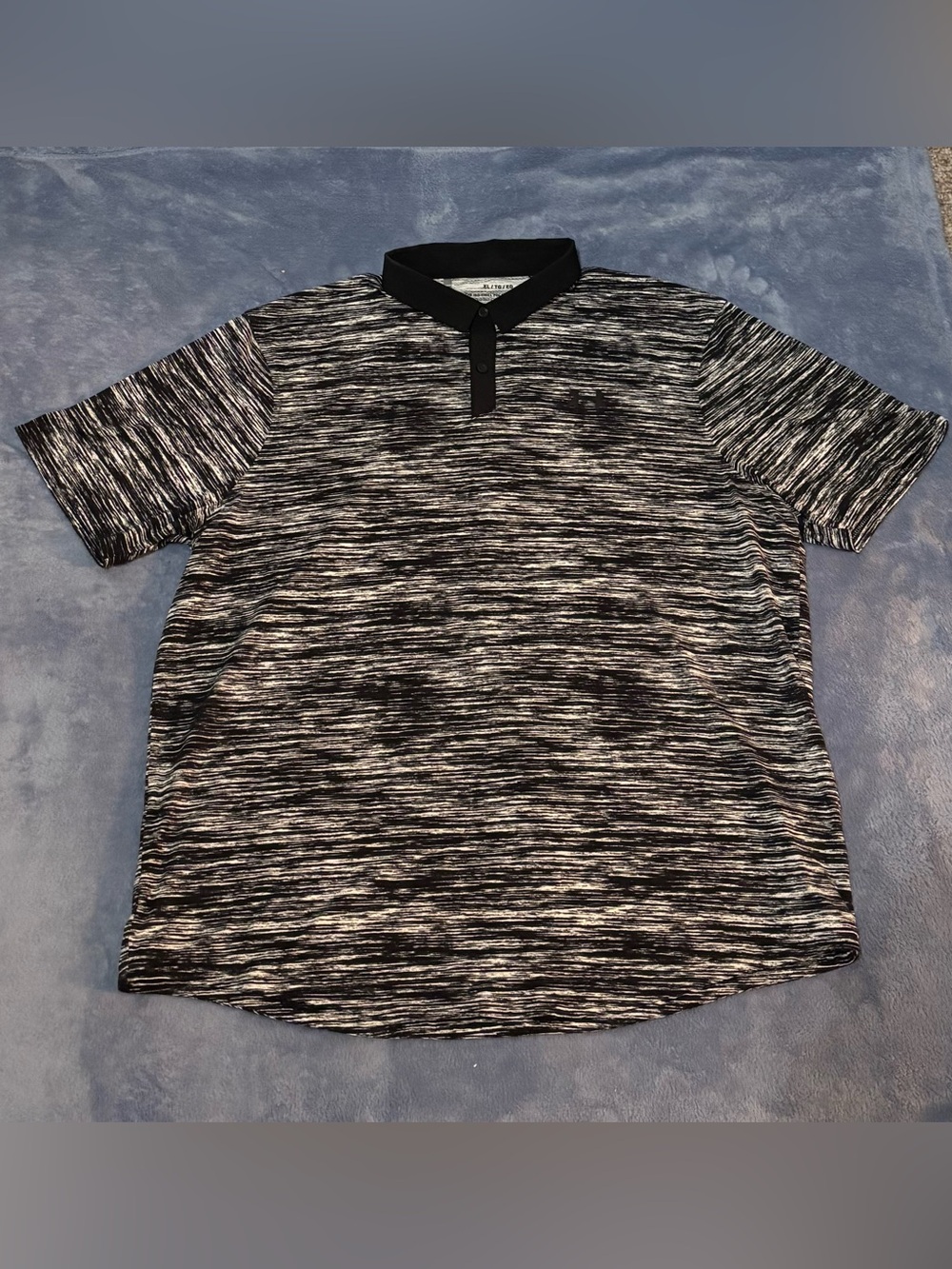 Under Armour Polo Shirt Mens XL Black Striped ISO Chill Loose Space Dye